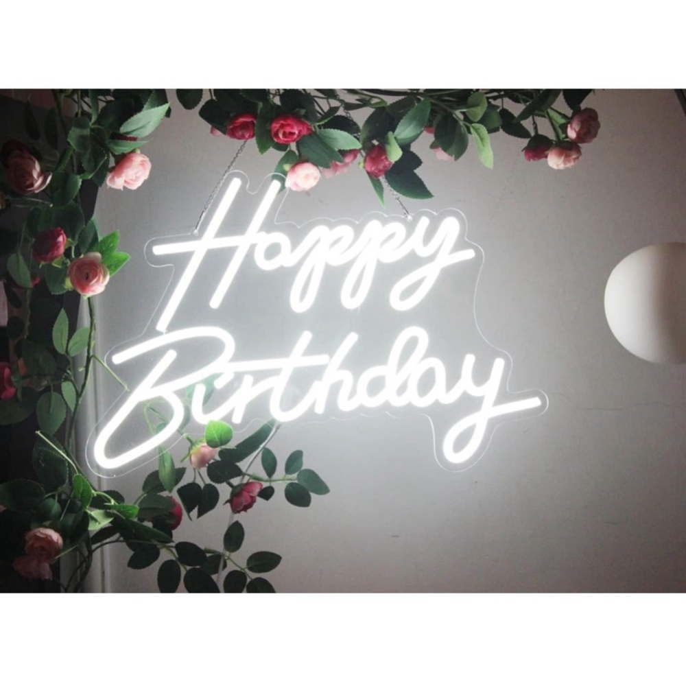 White Neon 'Happy Birthday' Sign